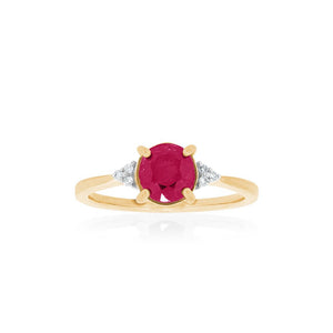 9ct Yellow Gold Nora Ruby Diamond Ring