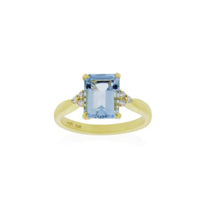 18ct Yellow Gold Mila Aquamarine Diamond Ring