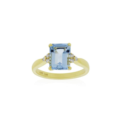 18ct Yellow Gold Mila Aquamarine Diamond Ring