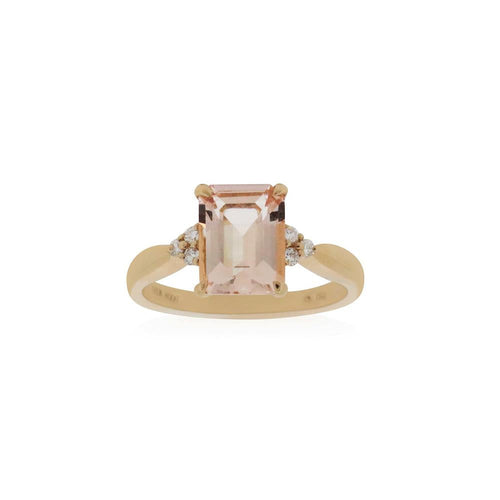 18ct Rose Gold Mila Morganite Diamond Ring