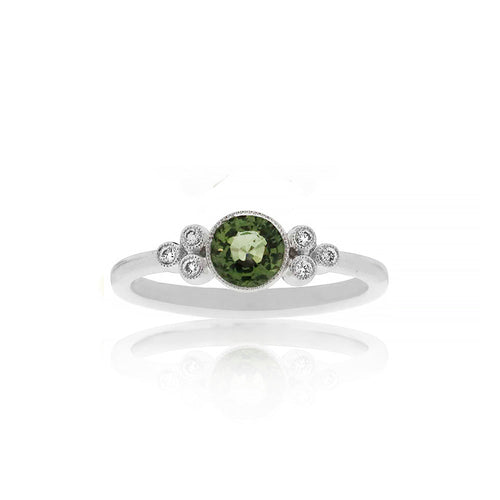 18ct White Gold Everly Green Sapphire Diamond Ring