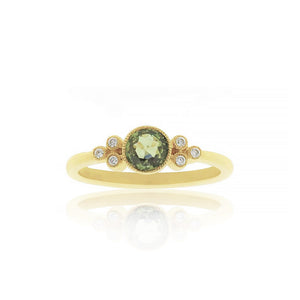 18ct Yellow Gold Everly Montana Green Sapphire Diamond Ring