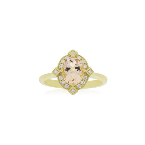18ct Yellow Gold Marley Morganite Diamond Ring