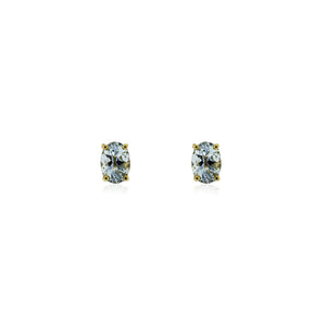 9ct Yellow Gold Aquamarine Oval Stud Earrings