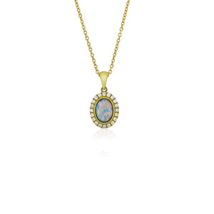 18ct Yellow Gold Opal Diamond Necklace