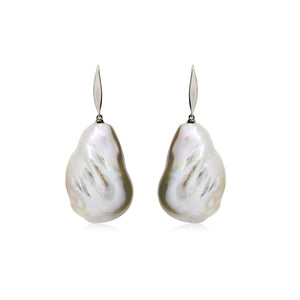9ct White Gold Pearl Drop Earrings