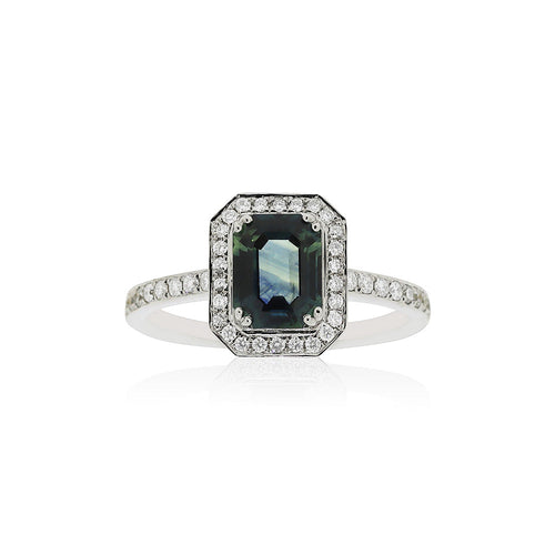 18ct White Gold Gianna Teal Sapphire Diamond Ring
