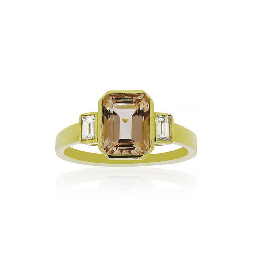 18ct Yellow Gold Elysian Morganite and Diamond Ring