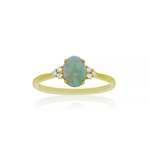 18ct Yellow Gold Opal and Diamond Ring