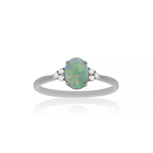 18ct White Gold Opal and Diamond Ring