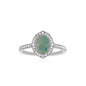 18ct White Gold Opal and Diamond Dress Ring