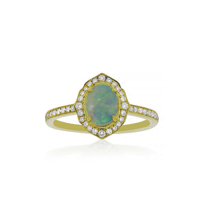 18ct Yellow Gold Opal and Diamond Dress Ring