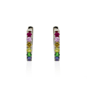 9ct White Gold Anthia Rainbow Hoop Earrings