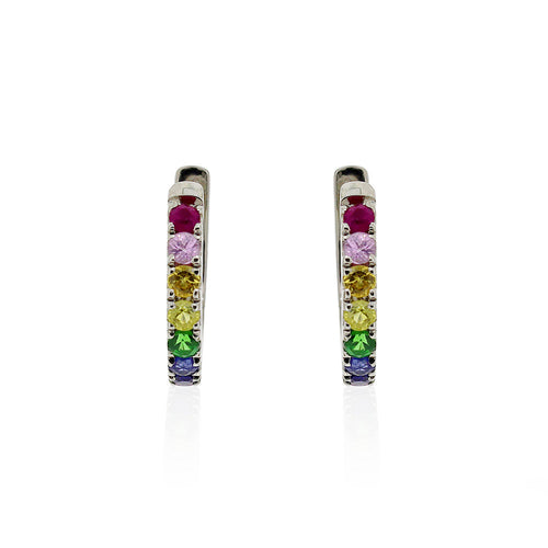 9ct White Gold Anthia Rainbow Hoop Earrings