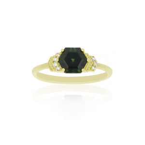 18ct Yellow Gold Teal Sapphire Diamond Ring