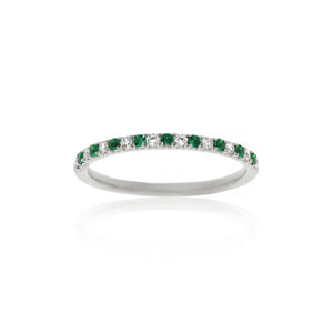 18ct White Gold Arian Emerald Diamond Band