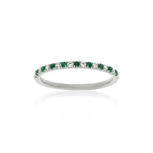 18ct White Gold Arian Emerald Diamond Band