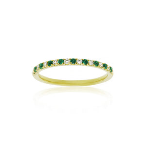 18ct Yellow Gold Arian Emerald Diamond Band