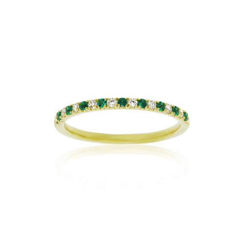 18ct Yellow Gold Arian Emerald Diamond Band