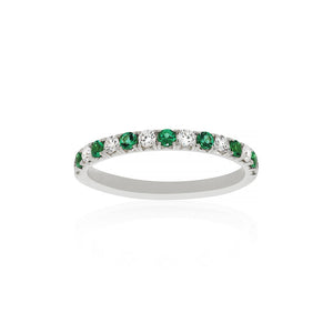 18ct White Gold Azure Emerald Diamond Band
