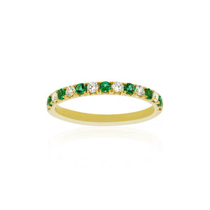 18ct Yellow Gold Azure Emerald Diamond Band