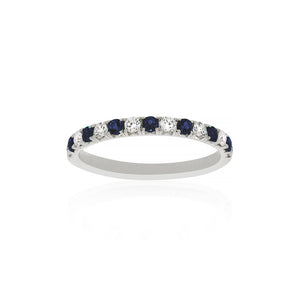 18ct White Gold Azure Sapphire Diamond Band