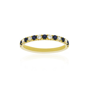 18ct Yellow Gold Azure Sapphire Diamond Band
