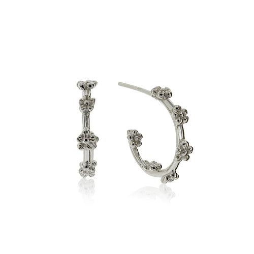 Sterling Silver Flora Hoop Earrings