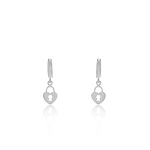 Silver Heart Lock Earrings