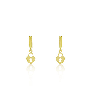 Gold Plated Heart Lock Earrings