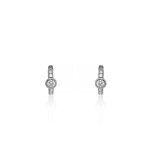 Silver CZ Huggie Earrings