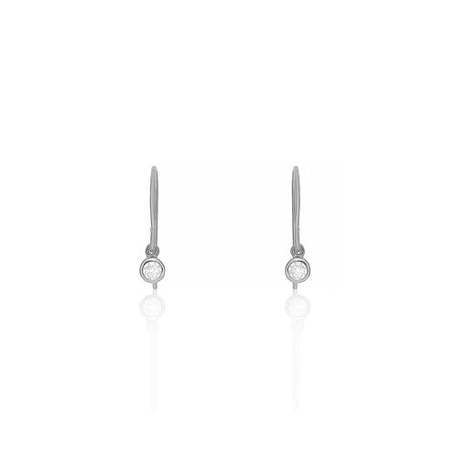 Silver CZ Drop Hook Earrings