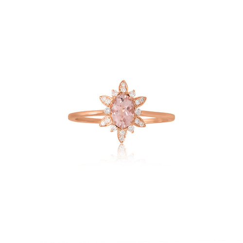 9ct Rose Gold Fleur Morganite Diamond Ring