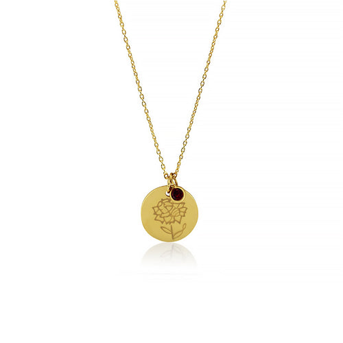 Gold Plated Birth Flower Necklace - January