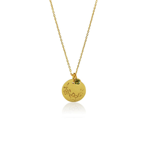 Gold Plated Birth Flower Necklace - March