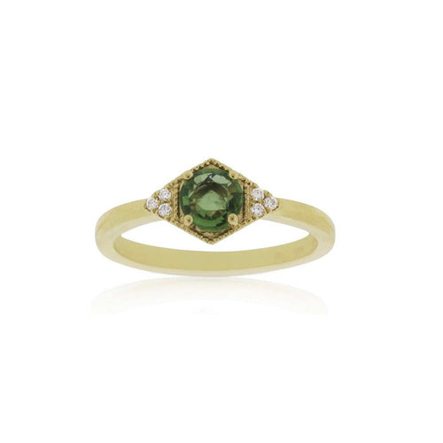 18ct Yellow Gold Riley Green Sapphire Diamond Ring