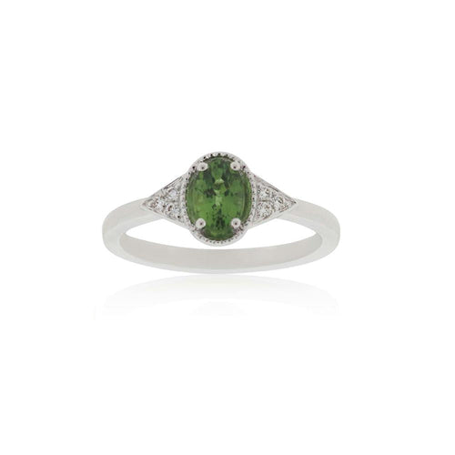 18ct White Gold Petra Green Sapphire Diamond Ring