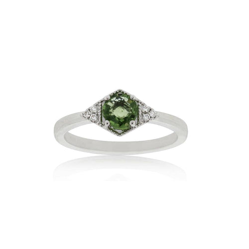 18ct White Gold Riley Green Sapphire Diamond Ring