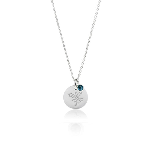 Silver Birth Flower Necklace - December