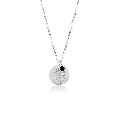 Silver Birth Flower Necklace - January