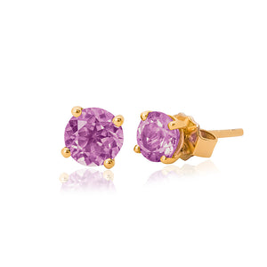 9ct Yellow Gold Amethyst Stud Earrings