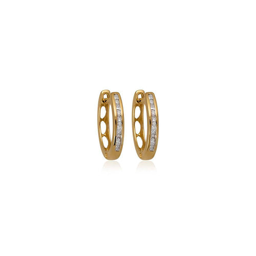 9ct Yellow Gold Avalon Diamond Huggie Earrings