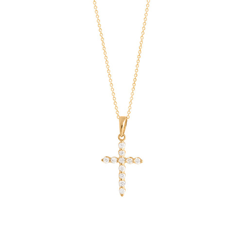9ct Yellow Gold Cross Diamond Pendant