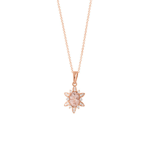 9ct Rose Gold Fleur Morganite & Diamond Pendant