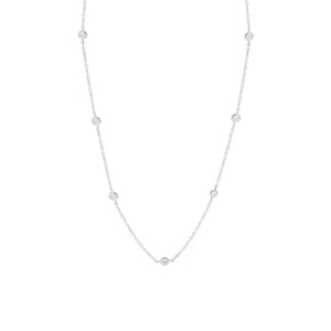 18ct White Gold 10 Scattered Diamond Necklace
