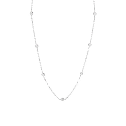 18ct White Gold 10 Scattered Diamond Necklace
